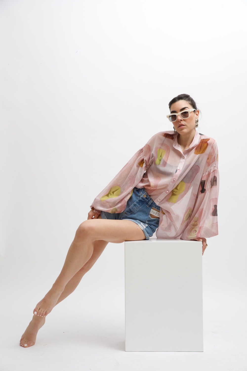 EROS PRINTED TUNIC TOP PINK WALL PRINT