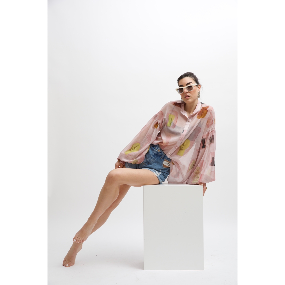 EROS PRINTED TUNIC TOP PINK WALL PRINT