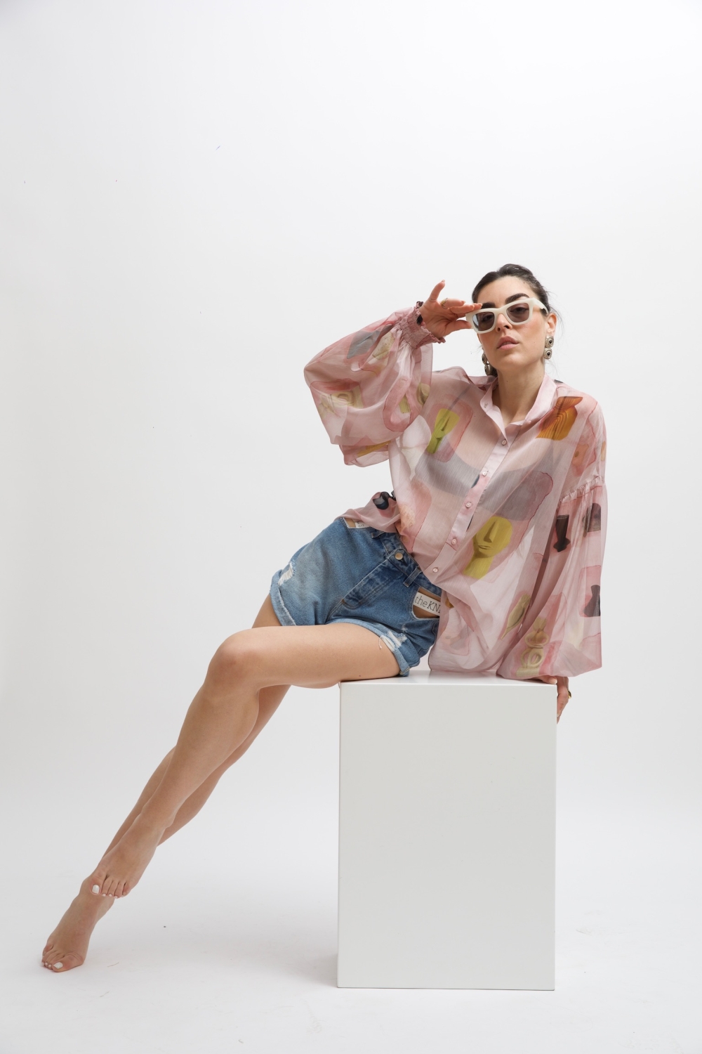 EROS PRINTED TUNIC TOP PINK WALL PRINT