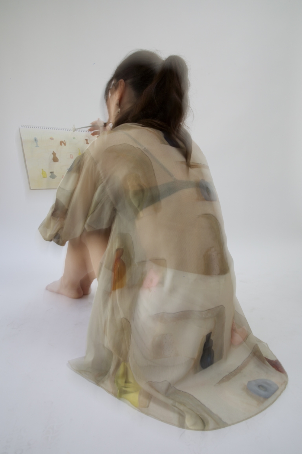 EROS PRINTED TUNIC TOP BUTTER WALL PRINT