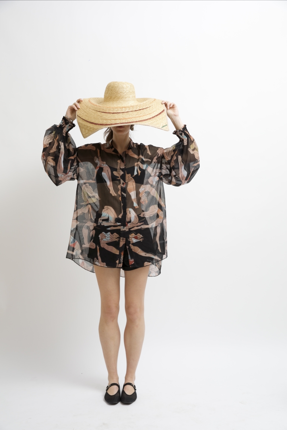 EROS PRINTED TUNIC TOP FLOWGIRL BLACK PRINT