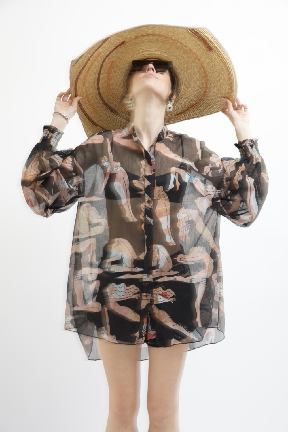 EROS PRINTED TUNIC TOP FLOWGIRL BLACK PRINT