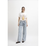 BUTTON ADJUSTABLE WAIST LIGHT BLUE JEANS