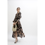 ARIA SATIN MAXI DRESS PRINT FLOWGIRL BLACK