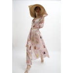 ARIA SATIN MAXI DRESS PINK WALL PRINT