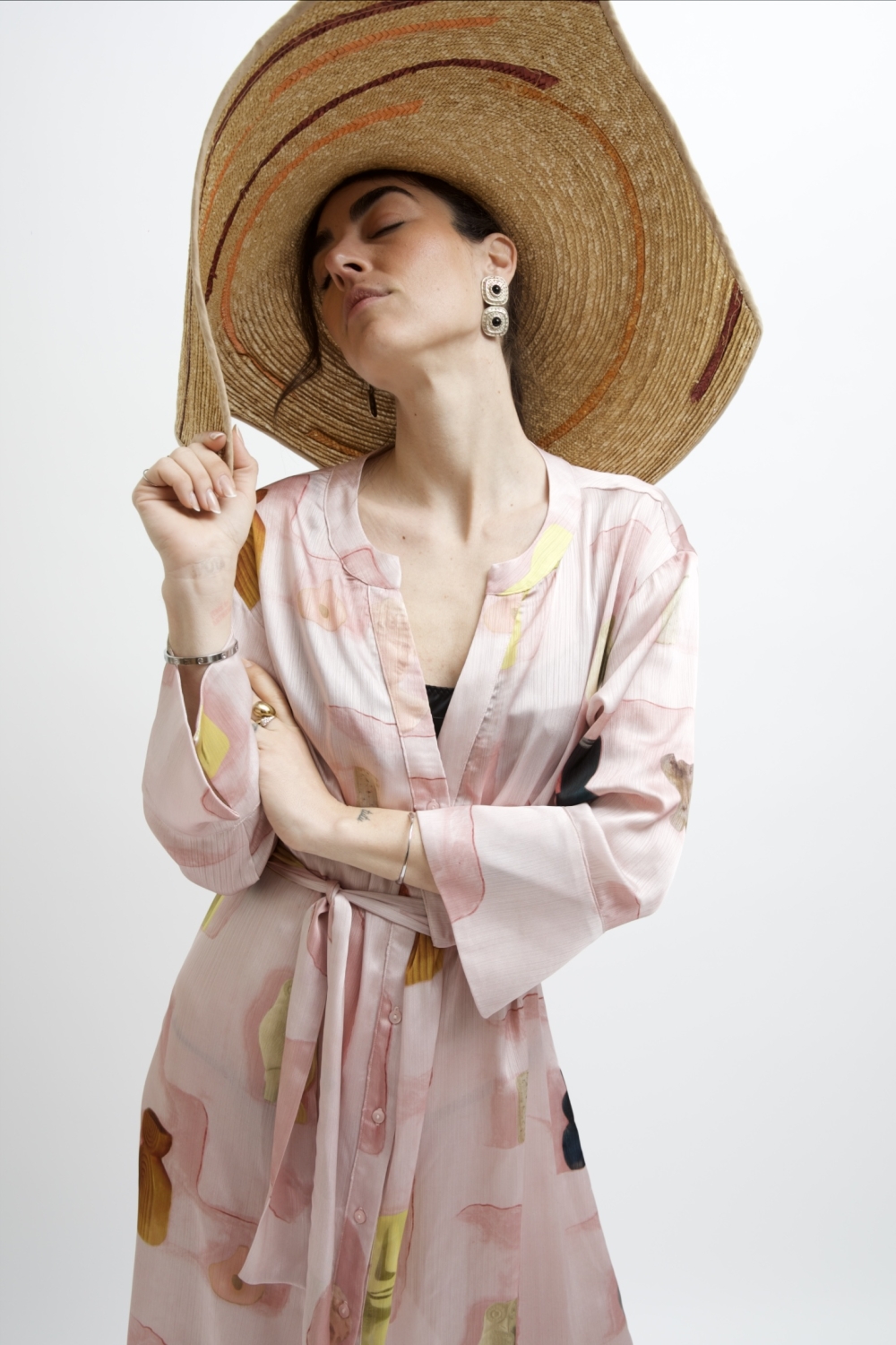 ARIA SATIN MAXI DRESS PINK WALL PRINT