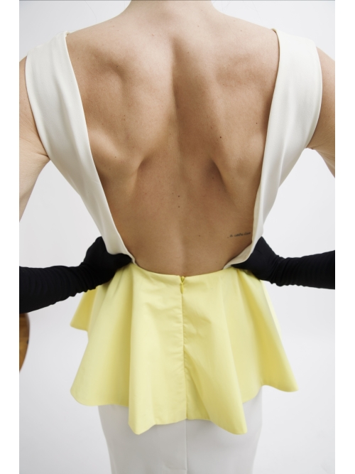 BLAIR DRESS OFF WHITE-BUTTER YELLOW