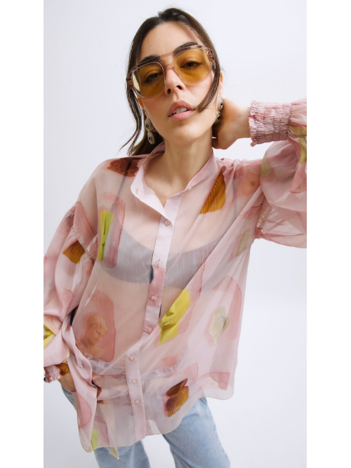 EROS PRINTED TUNIC TOP PINK WALL PRINT