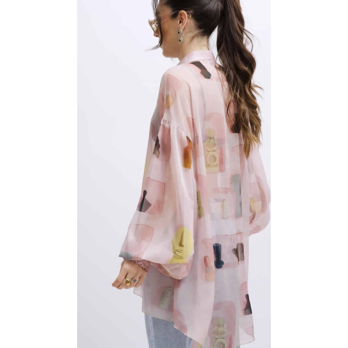 EROS PRINTED TUNIC TOP PINK WALL PRINT