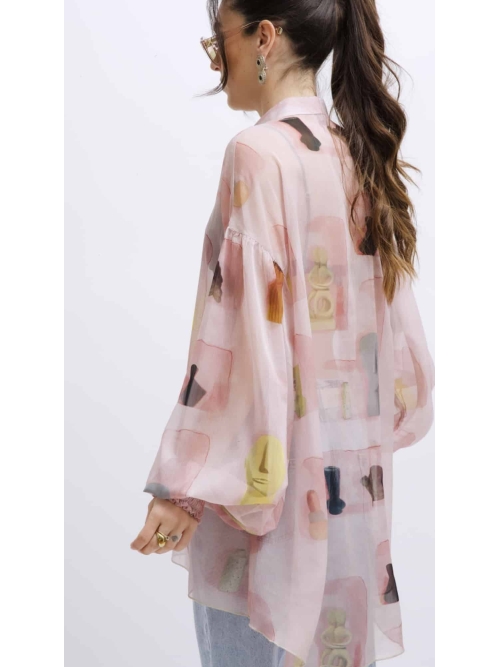 EROS PRINTED TUNIC TOP PINK WALL PRINT
