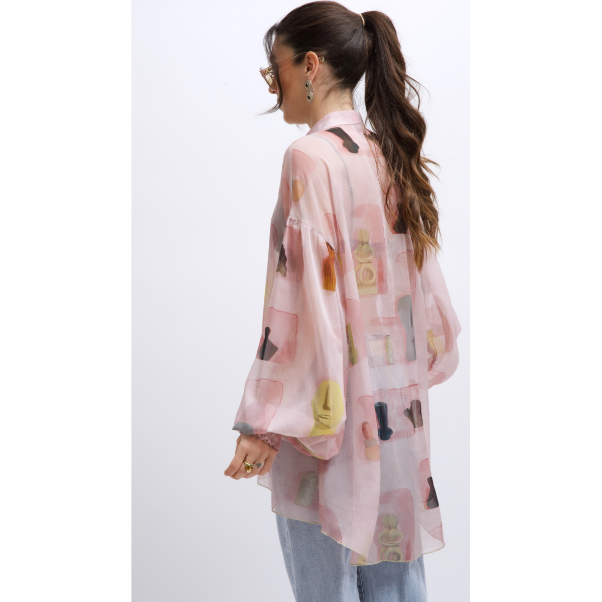 EROS PRINTED TUNIC TOP PINK WALL PRINT
