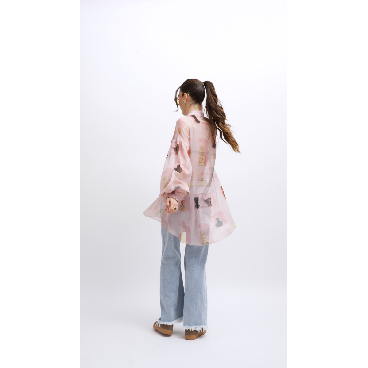 EROS PRINTED TUNIC TOP PINK WALL PRINT