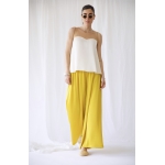 RHEA SILK SATIN WIDE LEG PANTS YELLOW