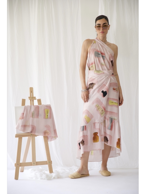 FLOW POLYMORPHIC DRESS-SKIRT PINK WALL ART