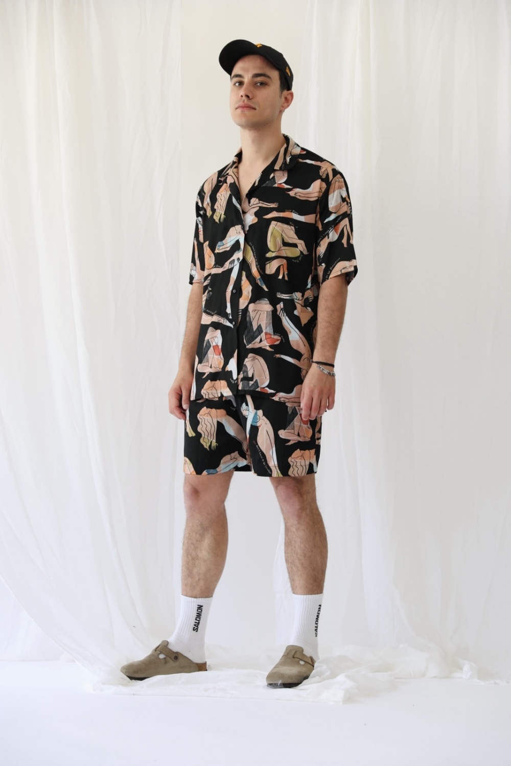 SUNBORN UNISEX SHIRT ΜΑΤ SATIN FLOWGIRLS BLACK PRINT