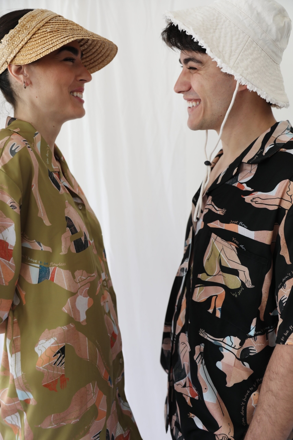 SUNBORN UNISEX SHIRT ΜΑΤ SATIN FLOWGIRLS BLACK PRINT