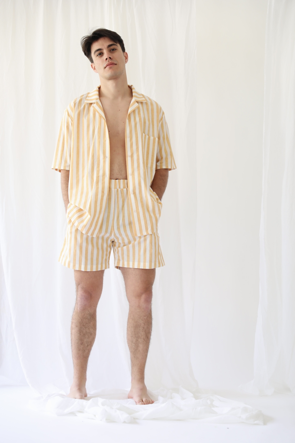 SUNNY UNISEX SHORTS STRIPED BUTTER YELLOW