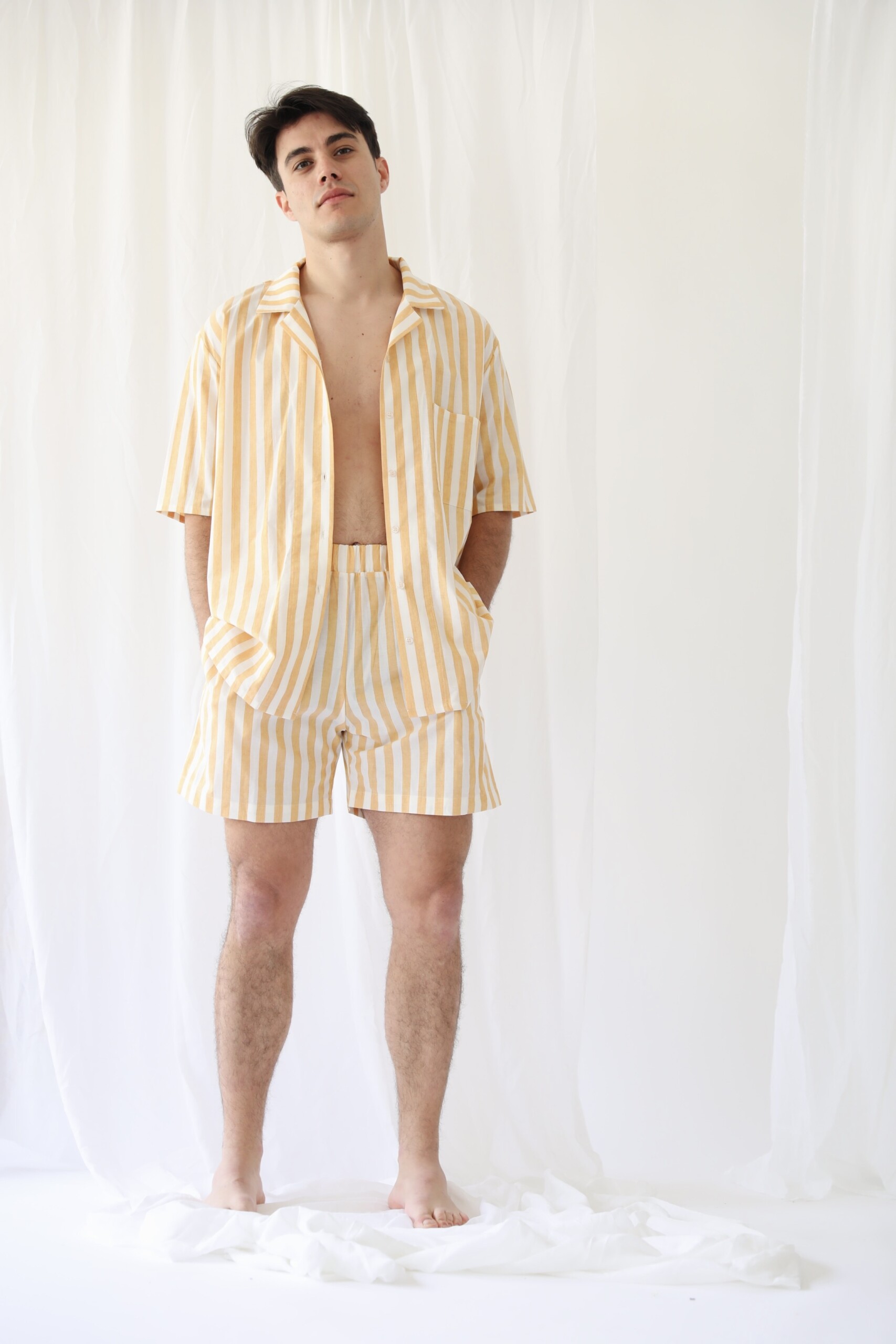 SUNNY UNISEX SHORTS STRIPED BUTTER YELLOW SUNNY UNISEX SHORTS STRIPED BUTTER YELLOW