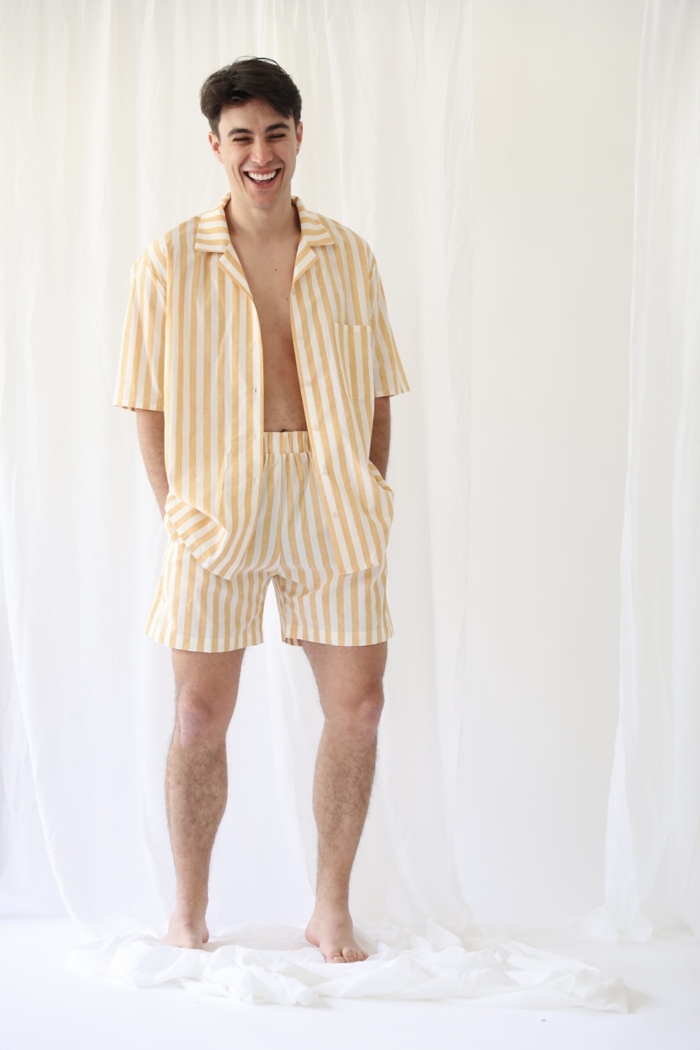 SUNBORN UNISEX SHIRT STRIPED BUTTER YELLOW