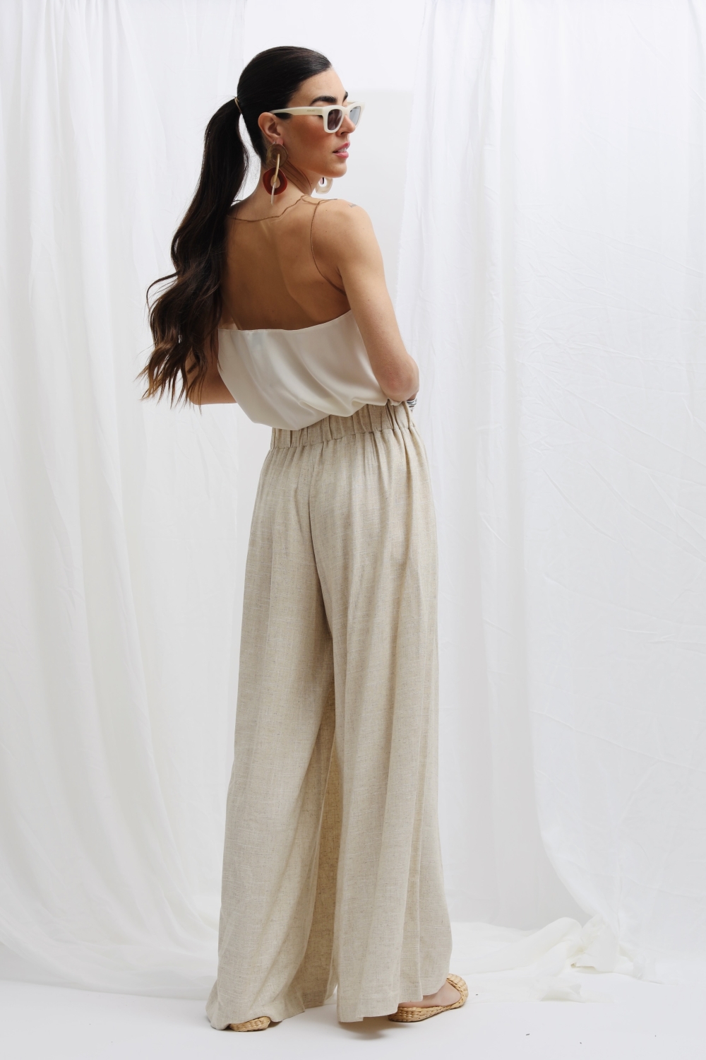 RHEA LINEN WIDE LEG PANTS NATURAL