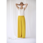RHEA SILK SATIN WIDE LEG PANTS YELLOW