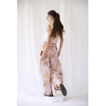 RHEA SILK SATIN WIDE LEG PANTS PINK WALL ART