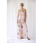 RHEA SILK SATIN WIDE LEG PANTS PINK WALL ART