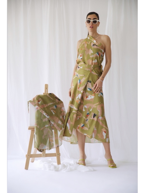 FLOW POLYMORPHIC DRESS-SKIRT OLIVE GREEN FLOW GIRLS