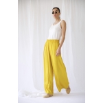 RHEA SILK SATIN WIDE LEG PANTS YELLOW