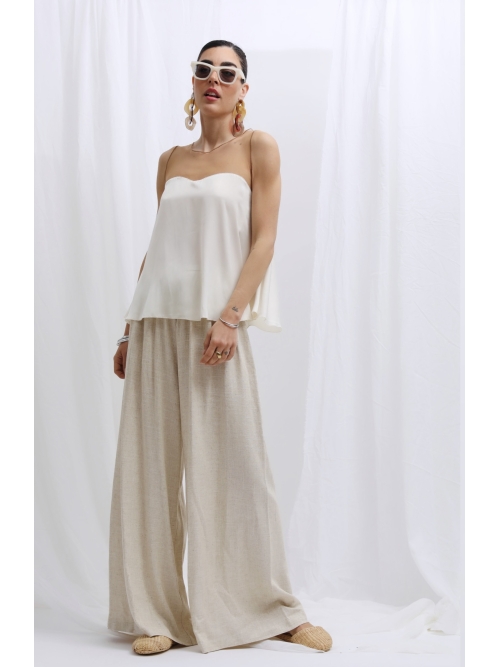 RHEA LINEN WIDE LEG PANTS NATURAL