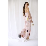 RHEA SILK SATIN WIDE LEG PANTS PINK WALL ART