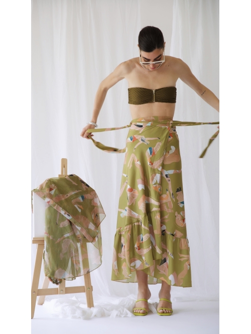 FLOW POLYMORPHIC DRESS-SKIRT OLIVE GREEN FLOW GIRLS