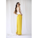 RHEA SILK SATIN WIDE LEG PANTS YELLOW