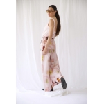 RHEA SILK SATIN WIDE LEG PANTS PINK WALL ART
