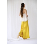 RHEA SILK SATIN WIDE LEG PANTS YELLOW