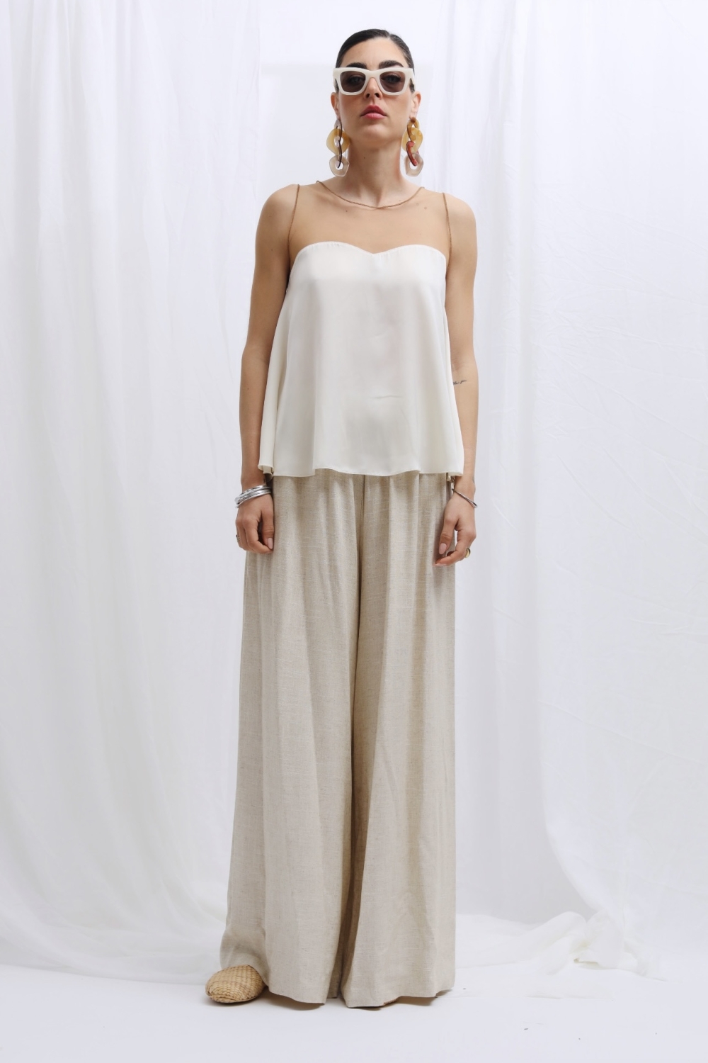 RHEA LINEN WIDE LEG PANTS NATURAL