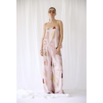 RHEA SILK SATIN WIDE LEG PANTS PINK WALL ART