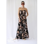RHEA SILK SATIN WIDE LEG PANTS FLOWGIRLS BLACK