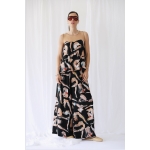 RHEA SILK SATIN WIDE LEG PANTS FLOWGIRLS BLACK