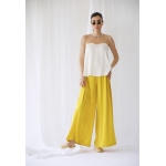 RHEA SILK SATIN WIDE LEG PANTS YELLOW