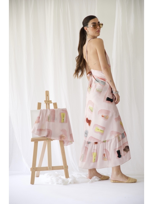 FLOW POLYMORPHIC DRESS-SKIRT PINK WALL ART