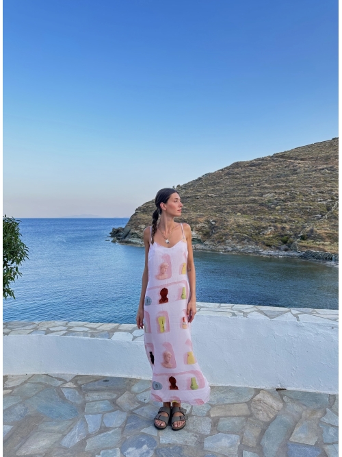 RETREAT SILKY MIDI DRESS PINK WALL ART