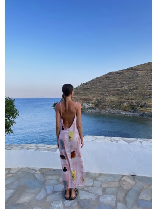 RETREAT SILKY MIDI DRESS PINK WALL ART