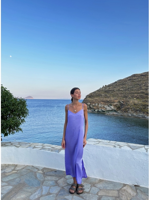 DELIGHT SILKY MIDI DRESS POWDER LAVENDER