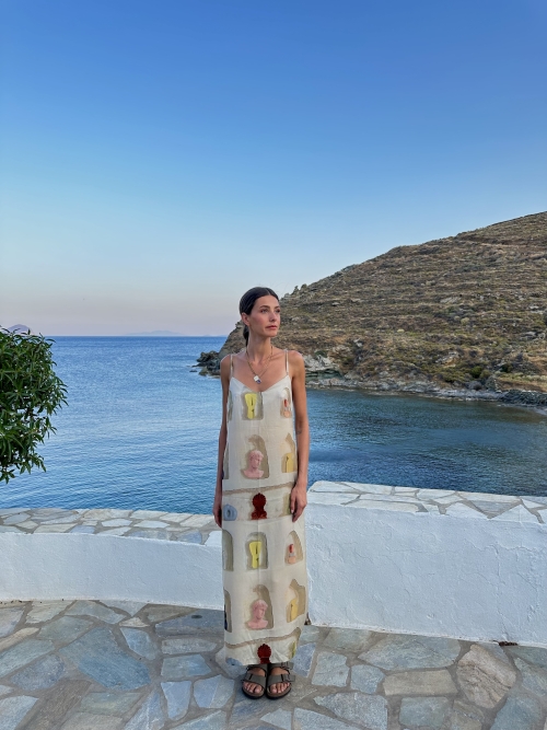 RETREAT SILKY MIDI DRESS BUTTER WALL ART