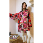 EROS PRINTED TUNIC TOP HANDS PRINT RED