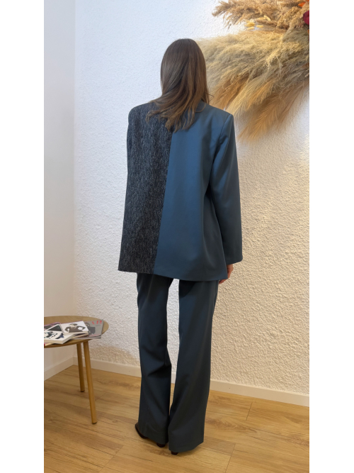 SOULMATE BLAZER COLORBLOCK COOL-WOOL BLUE BLACK RAF