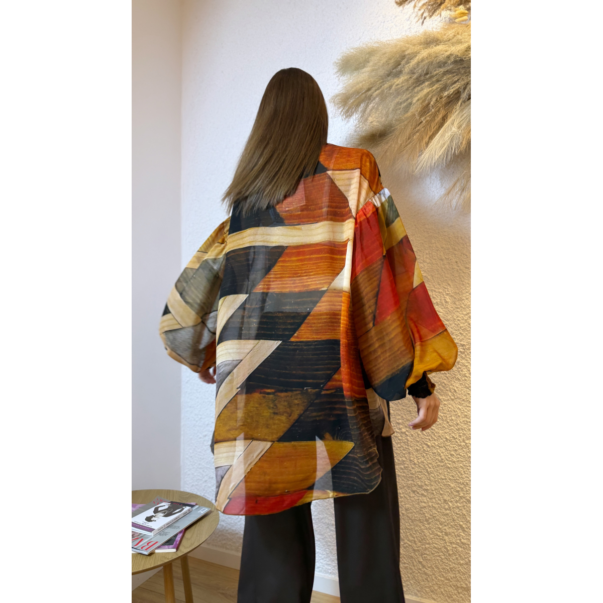 EROS PRINTED TUNIC TOP WOOD PRINT