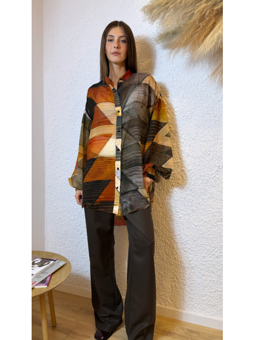 EROS PRINTED TUNIC TOP WOOD PRINT