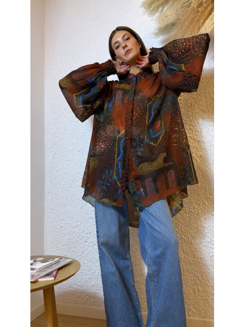 EROS PRINTED TUNIC TOP ANIMALE PRINT